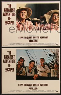 7f0766 PAPILLON 8 LCs 1973 Steve McQueen & Dustin Hoffman escape Devil's Island!