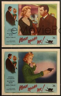 7f0773 PLEASE MURDER ME 8 LCs 1956 Godfrey, great images of Angela Lansbury and Raymond Burr!