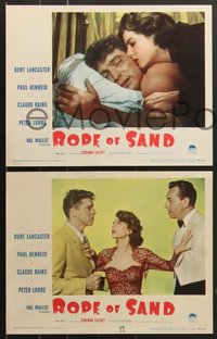 7f0785 ROPE OF SAND 8 LCs 1949 Burt Lancaster, Paul Henreid, sexy Corinne Calvet, Claude Rains, Lorre