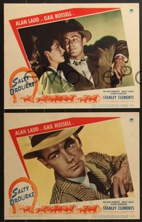 7f0789 SALTY O'ROURKE 8 LCs 1945 Alan Ladd, Gail Russell, gambling, cool horse racing border art!