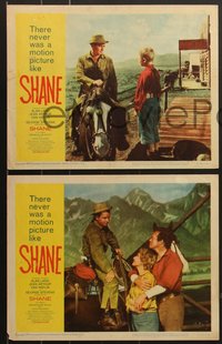 7f0796 SHANE 8 LCs R1959 most classic western, Alan Ladd, Jean Arthur, Van Heflin, De Wilde!