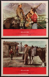 7f0797 SHANE 8 LCs R1966 most classic western, Alan Ladd, Jean Arthur, Van Heflin, De Wilde!