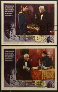 7f0817 TERROR 8 LCs 1963 Roger Corman, great images of Boris Karloff and young Jack Nicholson!