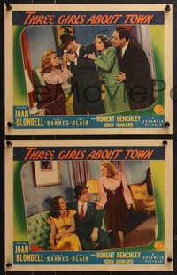 7f0870 THREE GIRLS ABOUT TOWN 3 LCs 1941 great images of John Howard, Joan Blondell & Janet Blair!