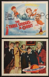 7f0819 THREE STOOGES IN ORBIT 8 LCs 1962 astro-nuts Moe, Larry & Curly-Joe meet the sexy Martians!