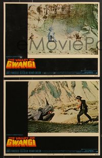 7f0828 VALLEY OF GWANGI 8 LCs 1969 Ray Harryhausen, FX images of cowboys and fighting dinosaurs!