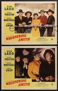 7f0831 WHISPERING SMITH 8 LCs 1949 cowboy Alan Ladd, Robert Preston, Brenda Marshall, Crisp!