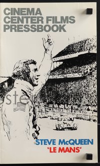 7f0380 LE MANS pressbook 1971 great different art of race car driver Steve McQueen, includes herald!