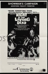 7f0383 NIGHT OF THE LIVING DEAD 4pg pressbook 1968 George Romero classic, they lust for human flesh!