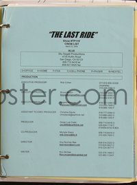 7f0359 LAST RIDE revised draft TV script 2004 set designer's personal example + 5 original drawings!