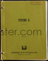 7f0360 PSYCHO II revised final draft script in binder 1982 production designer's personal example!