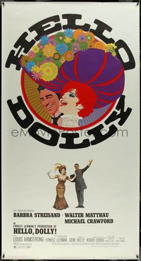 7g0012 HELLO DOLLY 3sh 1970 best art of Barbra Streisand & Walter Matthau by Richard Amsel!