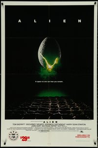 7g0139 ALIEN 27x41 video poster R1986 Ridley Scott outer space sci-fi classic, hatching egg!