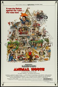 7g0258 ANIMAL HOUSE style B 1sh 1978 John Belushi, John Landis classic, art by Rick Meyerowitz!