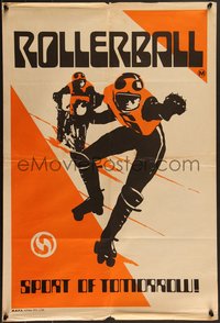 7g0733 ROLLERBALL Aust special poster 1975 wonderful completely different skating art!