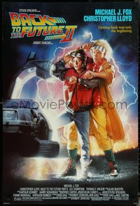 7g0265 BACK TO THE FUTURE II DS 1sh 1989 Michael J. Fox & Christopher Lloyd by Drew Struzan!