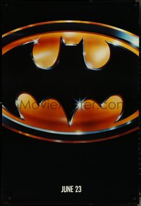 7g0268 BATMAN teaser 1sh 1989 directed by Tim Burton, cool image of Bat logo, matte finish!