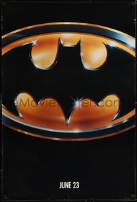 7g0270 BATMAN teaser 1sh 1989 directed by Tim Burton, cool image of Bat logo, glossy finish!