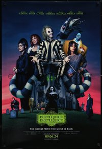 7g0274 BEETLEJUICE BEETLEJUICE teaser DS 1sh 2024 Michael Keaton, Burton, cast image, ultra rare!