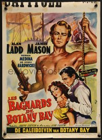 7g0782 BOTANY BAY Belgian 1953 Wik art of James Mason, Alan Ladd & Patricia Medina!