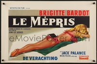 7g0789 LE MEPRIS Belgian 1963 Jean-Luc Godard, different art of sexy Bardot sunbathing in bikini!