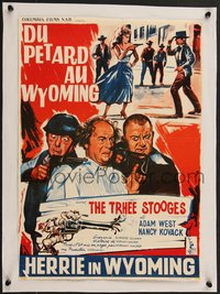 7g0790 OUTLAWS IS COMING Belgian 1965 Three Stooges with Curly-Joe are wacky cowboys, ultra rare!