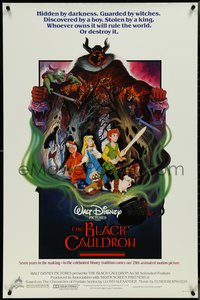 7g0280 BLACK CAULDRON advance 1sh 1985 first Walt Disney CG, cool fantasy art by Paul Wenzel!