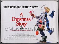 7g0088 CHRISTMAS STORY British quad 1984 different art of Ralphie hit by snowball!