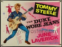 7g0089 DUKE WORE JEANS British quad 1958 full-length rock 'n' roll art of Tommy Steel playing guitar!