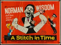 7g0094 STITCH IN TIME British quad 1963 Norman Wisdom, Edward Chapman, wacky art!