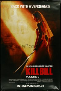 7g0029 KILL BILL: VOL. 2 DS English bus stop 2004 Uma Thurman w/katana, Tarantino, ultra rare!