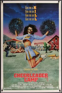 7g0297 CHEERLEADER CAMP 1sh 1987 John Quinn directed, wacky image of sexy cheerleader w/skull head!