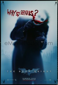 7g0305 DARK KNIGHT teaser DS 1sh 2008 great image of Heath Ledger as the Joker, why so serious?