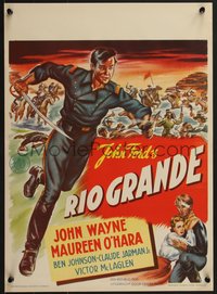 7g0734 RIO GRANDE Dutch 1952 artwork of John Wayne running with sword, directed by John Ford!