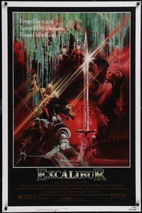 7g0326 EXCALIBUR 1sh R1980s John Boorman, cool medieval fantasy sword artwork by Bob Peak!