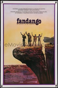 7g0327 FANDANGO 1sh 1985 Kevin Costner, Nelson, Joann Daley art of cast with Dom Perignon & glasses!