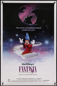 7g0328 FANTASIA 1sh R1985 Mickey from Sorcerer's Apprentice & Chernabog from Night on Bald Mountain!