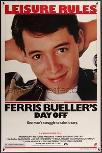 7g0332 FERRIS BUELLER'S DAY OFF 1sh 1986 c/u of Matthew Broderick in John Hughes teen classic!