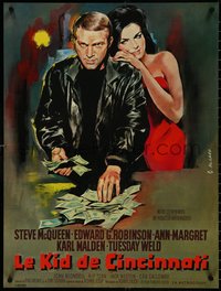 7g0115 CINCINNATI KID French 23x30 1966 Allard art of poker pro Steve McQueen & Ann-Margret!