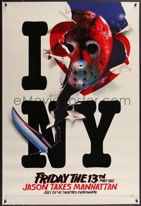 7g0344 FRIDAY THE 13th PART VIII recalled teaser 1sh 1989 Jason Takes Manhattan, I love NY in July!