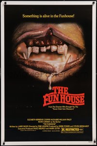 7g0345 FUNHOUSE 1sh 1981 Tobe Hooper, creepy close up of drooling mouth with nasty teeth!