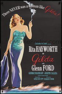 7g0117 GILDA S2 poster 2000 classic art of sexy smoking Rita Hayworth in sheath dress!