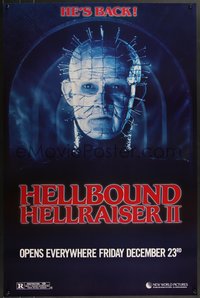 7g0363 HELLBOUND: HELLRAISER II teaser 1sh 1988 Clive Barker, close-up of Pinhead, he's back!