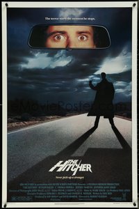 7g0366 HITCHER 1sh 1986 creepy hitchhiker Rutger Hauer, C. Thomas Howell, never pick-up a stranger!