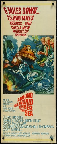 7g0591 AROUND THE WORLD UNDER THE SEA insert 1966 Lloyd Bridges, great scuba diving fantasy art!