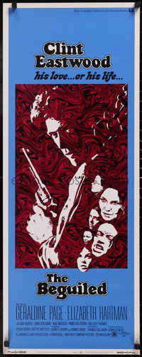 7g0597 BEGUILED insert 1971 cool psychedelic art of Clint Eastwood & Geraldine Page, Don Siegel