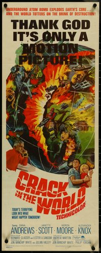 7g0616 CRACK IN THE WORLD insert 1965 atom bomb explodes, thank God it's only a motion picture!