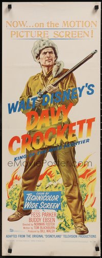 7g0617 DAVY CROCKETT KING OF THE WILD FRONTIER insert 1955 Disney, classic art of Fess Parker