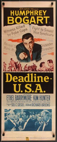 7g0618 DEADLINE-U.S.A. insert 1952 newspaper editor Humphrey Bogart, best journalism movie ever!