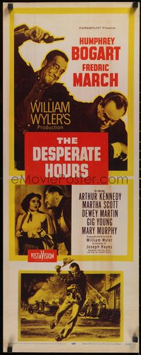 7g0620 DESPERATE HOURS insert 1955 Humphrey Bogart, March, William Wyler, yellow background design!